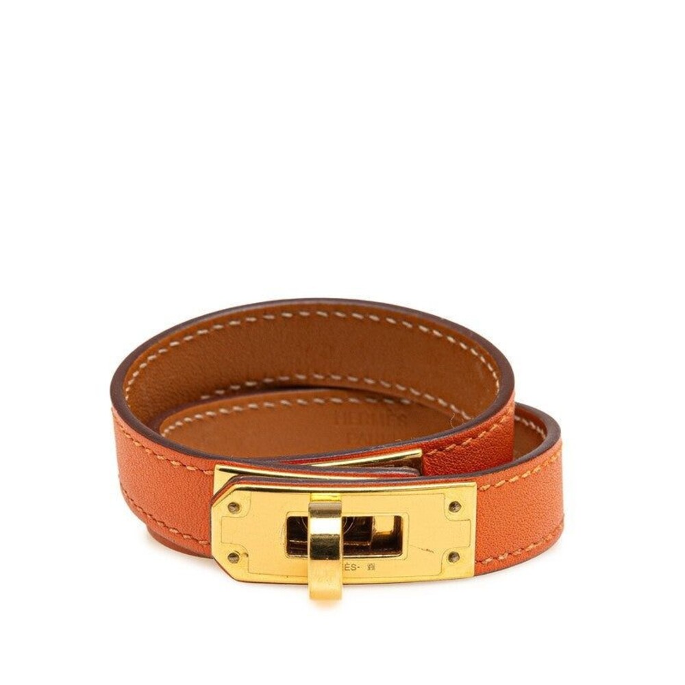 Hermes Kelly Double Tour Bracelet Veau Swift Plated Orange